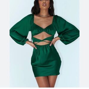 Princess Polly Nakita Long Sleeve Mini Green Dress sz 4